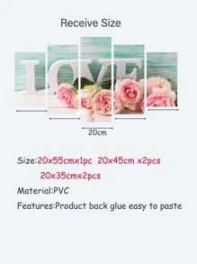 5入組花卉和字母圖案牆貼 - 彩色 - 查看 7