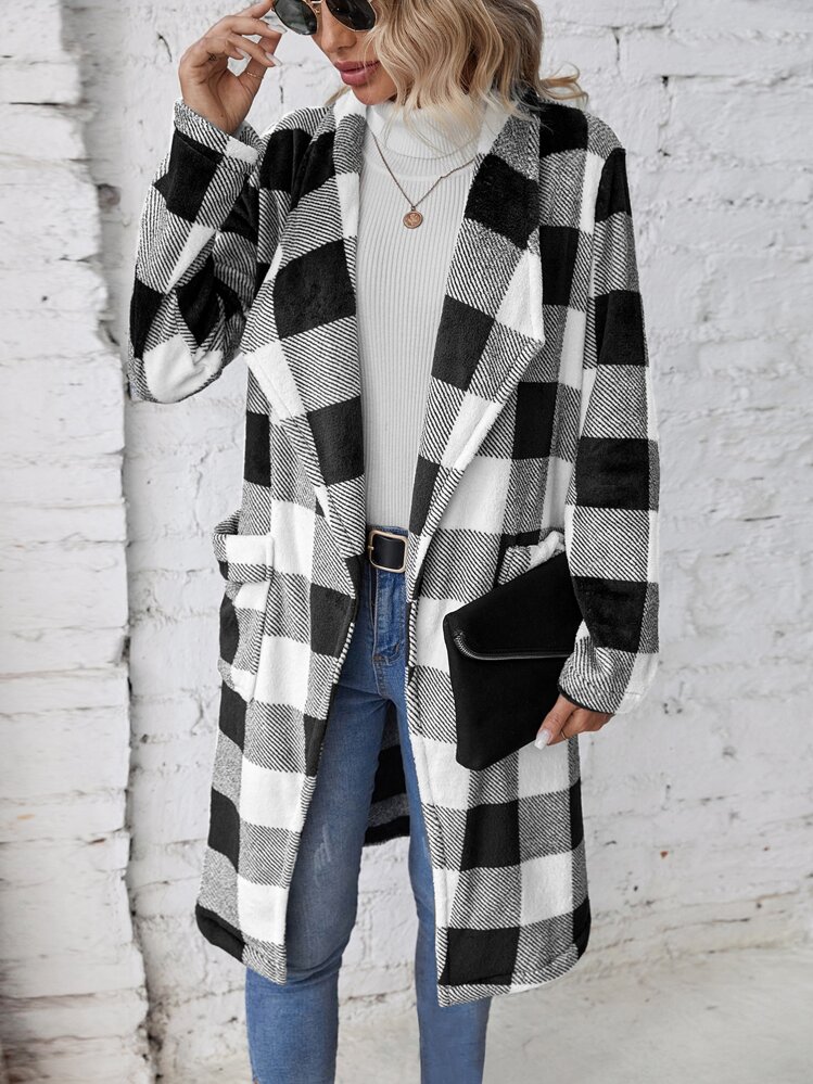バッファローチェック柄プリント フランネル コート | SHEIN JAPAN