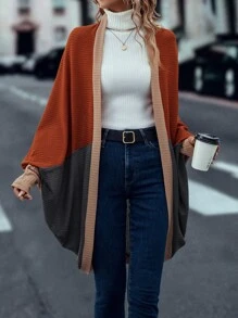 Cut And Sew Batwing Sleeve Coat - Burnt Orange - View 1