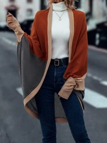 Cut And Sew Batwing Sleeve Coat - Burnt Orange - View 5