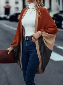 Cut And Sew Batwing Sleeve Coat - Burnt Orange - View 6