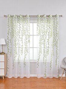 1入組柳樹圖案印花窗簾 - 彩色 - 查看 1