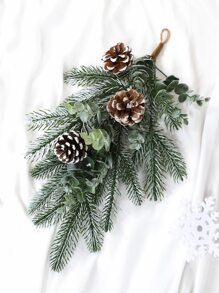 1 pieza Piña realista, hoja de Ginkgo Trident, lágrima de aguja de pino - Plástico duradero, fácil de instalar, adecuado para decoración navideña y estacional del hogar, sala de estar, chimenea, interior y exterior colgante - Multicolor - Ver 1