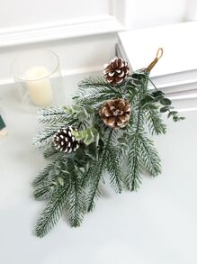 1 pieza Piña realista, hoja de Ginkgo Trident, lágrima de aguja de pino - Plástico duradero, fácil de instalar, adecuado para decoración navideña y estacional del hogar, sala de estar, chimenea, interior y exterior colgante - Multicolor - Ver 2