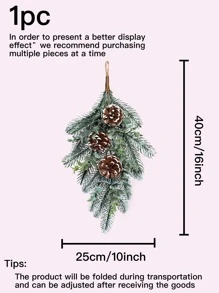 1 pieza Piña realista, hoja de Ginkgo Trident, lágrima de aguja de pino - Plástico duradero, fácil de instalar, adecuado para decoración navideña y estacional del hogar, sala de estar, chimenea, interior y exterior colgante - Multicolor - Ver 3