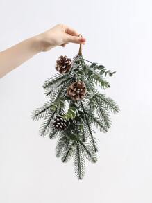 1 pieza Piña realista, hoja de Ginkgo Trident, lágrima de aguja de pino - Plástico duradero, fácil de instalar, adecuado para decoración navideña y estacional del hogar, sala de estar, chimenea, interior y exterior colgante - Multicolor - Ver 7