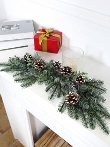 1 pieza Piña realista, hoja de Ginkgo Trident, lágrima de aguja de pino - Plástico duradero, fácil de instalar, adecuado para decoración navideña y estacional del hogar, sala de estar, chimenea, interior y exterior colgante - Multicolor - Ver 8