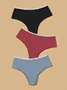 3 piezas Set bragas con cinta con letra - Multicolor - Ver 2