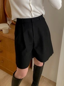 DAZY Solid Wide Leg Shorts - Black - View 7