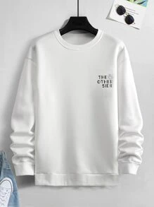 Manfinity Men Slogan Graphic Drop Shoulder Sweatshirt - White - View 2