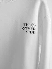 Manfinity Men Slogan Graphic Drop Shoulder Sweatshirt - White - View 8