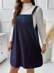SHEIN LUNE Plus Reflective Pinafore Dress Without Top - Purple - View 5
