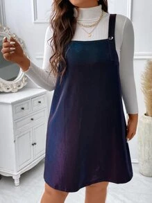 SHEIN LUNE Plus Reflective Pinafore Dress Without Top - Purple - View 6