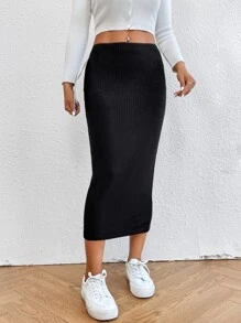 SHEIN EZwear 高腰條紋針織半身裙