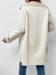 SHEIN EZwear 秋冬双排扣泰迪熊衬里大衣