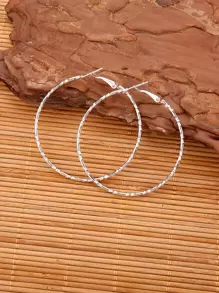 Minimalist Hoop Earrings - Silver - View 1