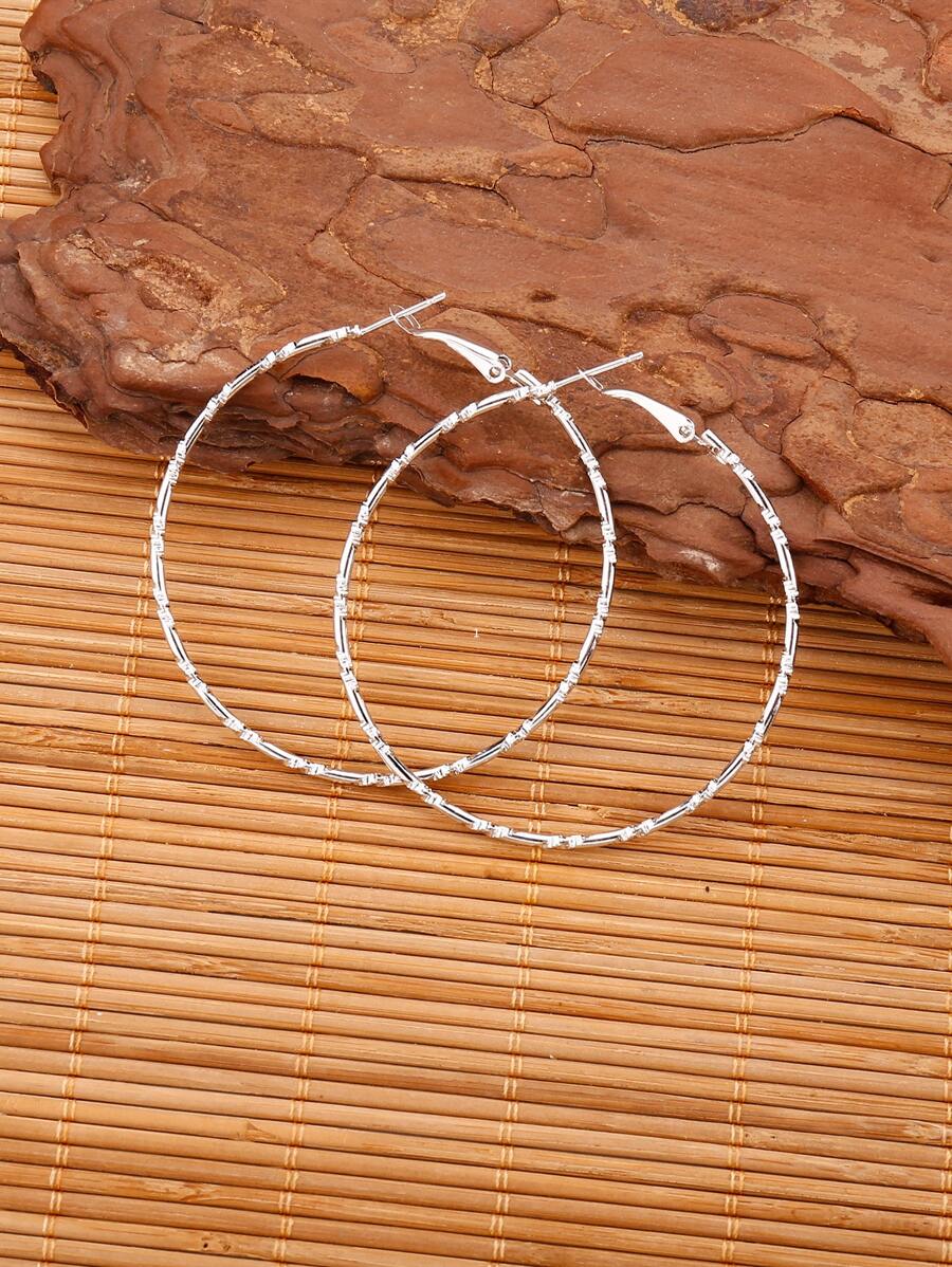 Minimalist Hoop Earrings - Silver - View 1