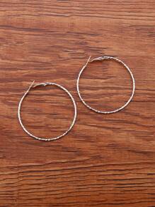 Minimalist Hoop Earrings - Silver - View 2