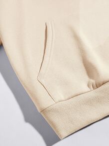 SHEIN EZwear Car & Letter Graphic Drawstring Thermal Lined Hoodie - Apricot - View 6