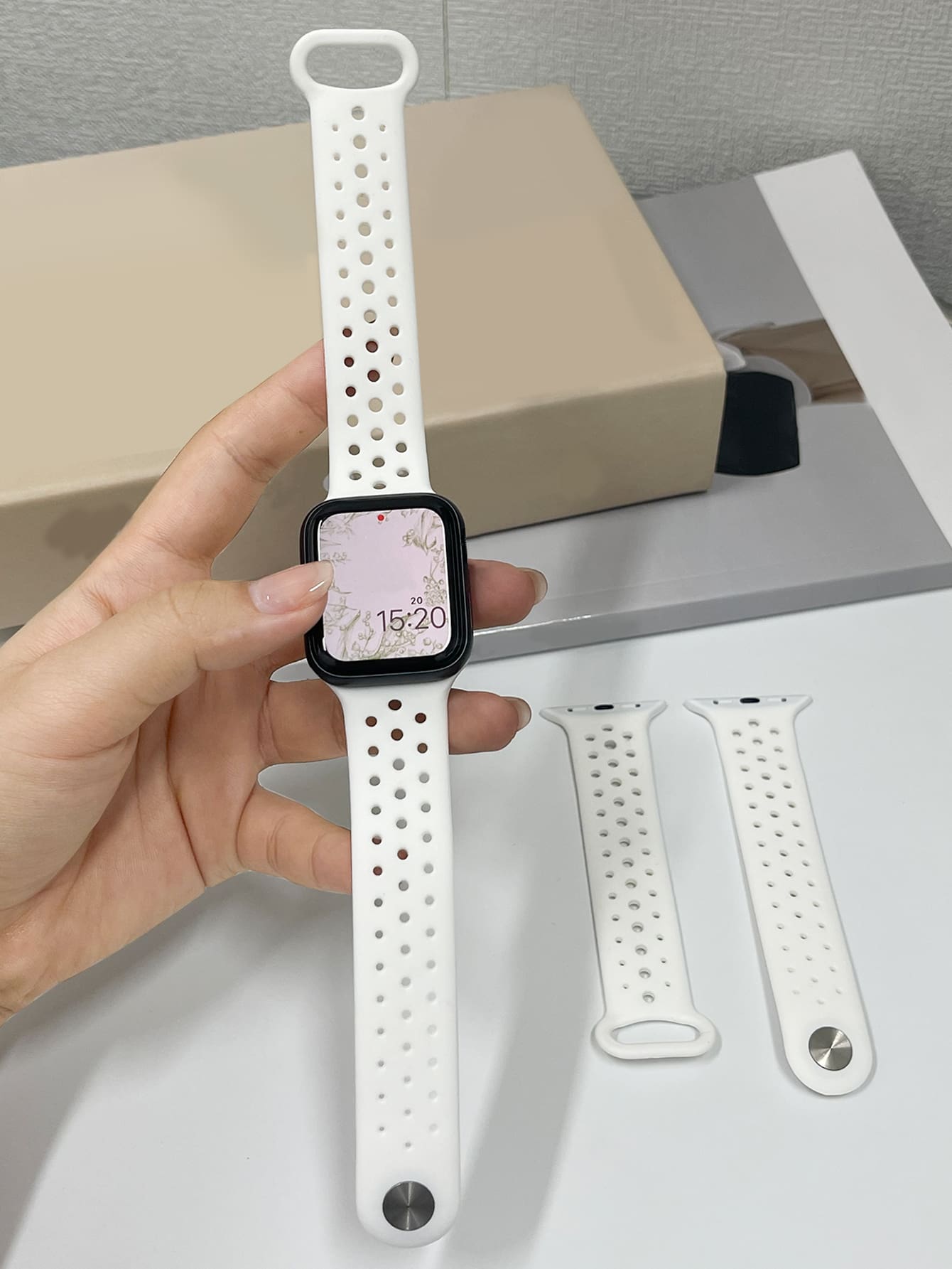 1入組矽膠錶帶適用於Apple Watch - 白色 - 查看 1