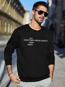 Men Slogan Graphic Sweatshirt - Black - View 1