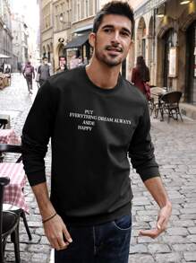 Men Slogan Graphic Sweatshirt - Black - View 3