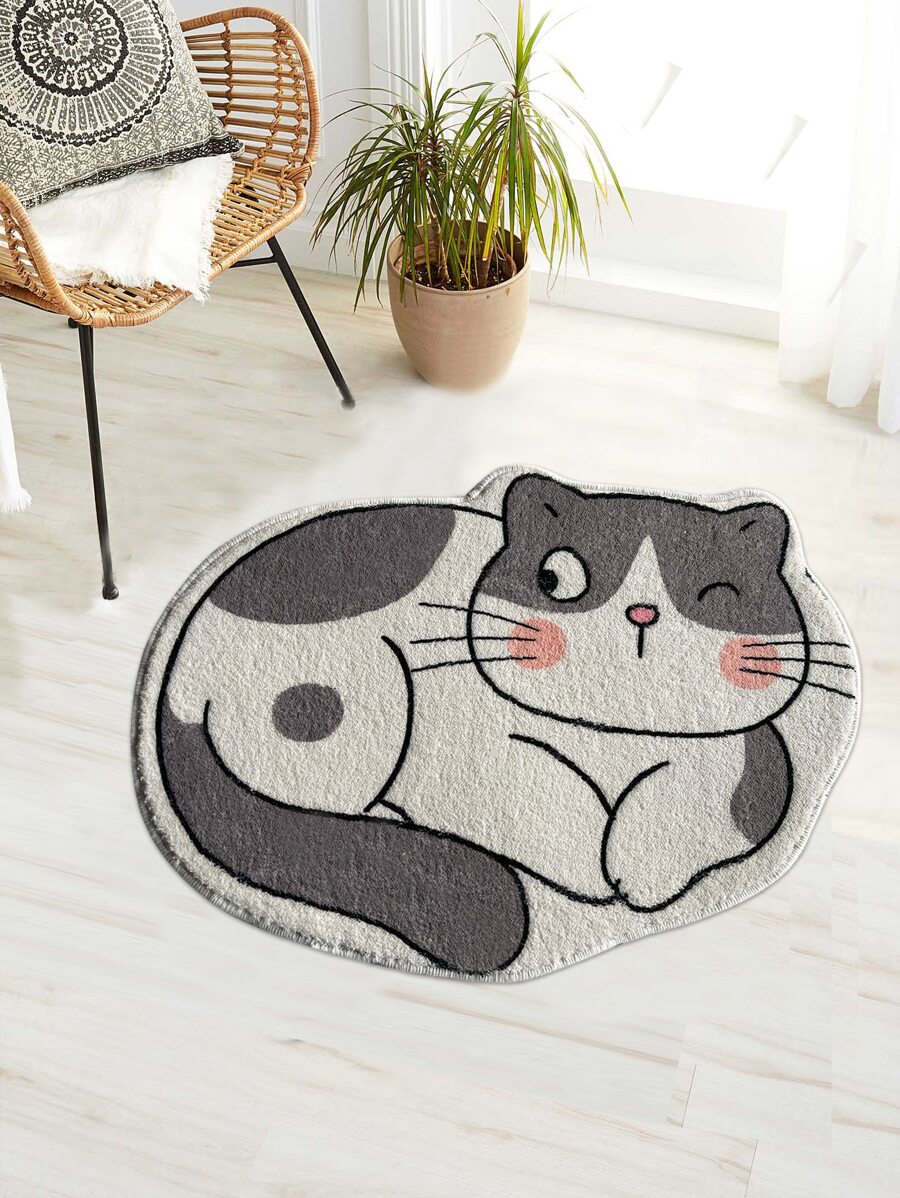 Cartoon Cat Pattern Rug - Multicolor - View 1