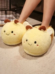 1對可愛蜜蜂拖鞋,毛絨絨室內家居動物拖鞋 - 彩色 - 查看 2
