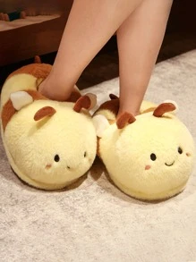 1對可愛蜜蜂拖鞋,毛絨絨室內家居動物拖鞋 - 彩色 - 查看 4