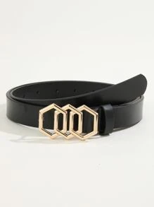 1 件六角扣时尚流行女士皮带，适合连衣裙、外套、牛仔裤、休闲裤、各种派对和休闲场合 - 黑色 - 查看 1