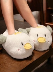 卡通鴨設計毛茸茸趣味拖鞋 - 彩色 - 查看 1