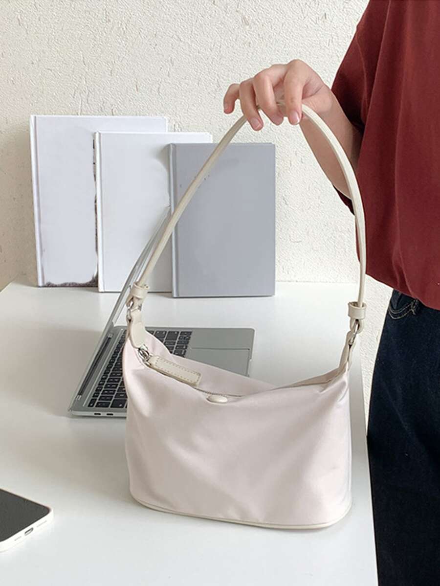 Túi vai màu trơn Có thể điều chỉnh được Đúng mốt - Màu be - Xem 1