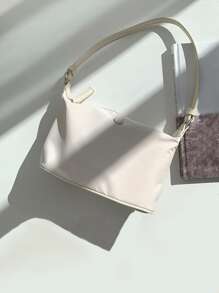 Túi vai màu trơn Có thể điều chỉnh được Đúng mốt - Màu be - Xem 5