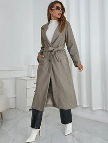 Eilly Bazar 西裝領斜口袋腰帶外套