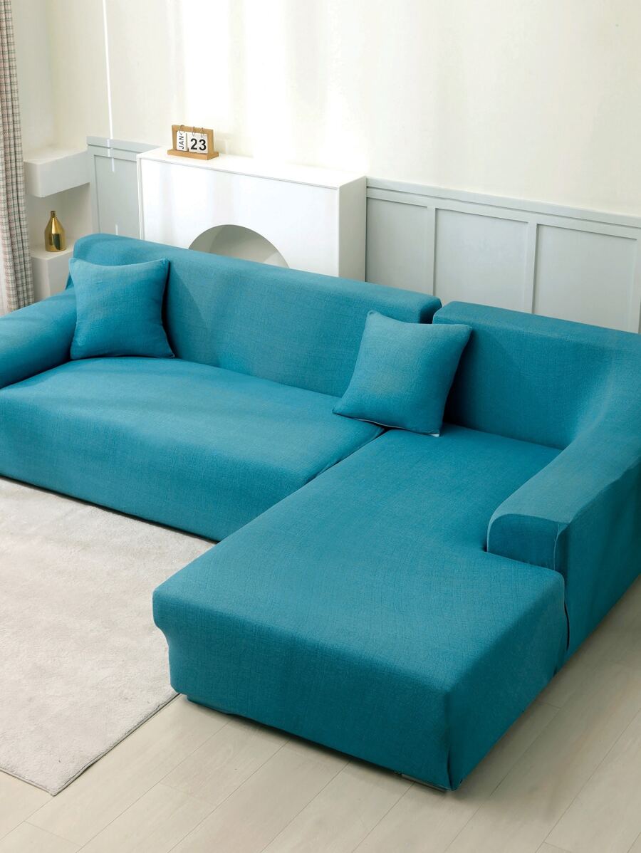 1入組普通沙發套和1入組無填充物靠墊套適用於客廳簡約滌綸沙發套 - 水鴨藍 - 查看 1