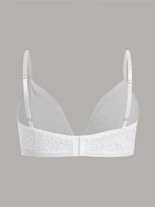 Sujetador sin aro con encaje floral - Blanco - Ver 2