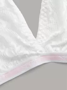 Sujetador sin aro con encaje floral - Blanco - Ver 4