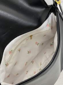 Túi vai Khóa màu trơn Có thể điều chỉnh được Thanh lịch - màu đen - Xem 2