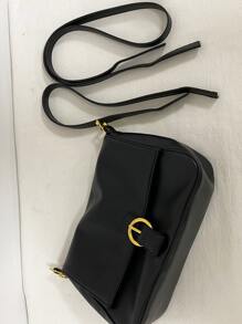 Túi vai Khóa màu trơn Có thể điều chỉnh được Thanh lịch - màu đen - Xem 3