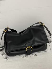 Túi vai Khóa màu trơn Có thể điều chỉnh được Thanh lịch - màu đen - Xem 5