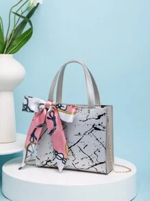 Bolso cartera mini con diseño de pañuelo con patrón de mármol - Multicolor - Ver 2
