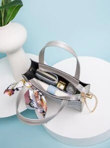 Bolso cartera mini con diseño de pañuelo con patrón de mármol - Multicolor - Ver 4