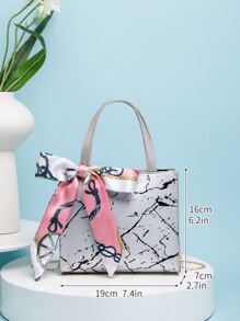 Bolso cartera mini con diseño de pañuelo con patrón de mármol - Multicolor - Ver 5