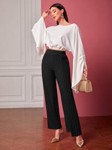 Mulvari Elegant Eenkleurig Dames broeken Geplooide Rits