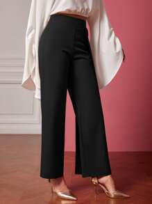 Mulvari Elegant Eenkleurig Dames broeken Geplooide Rits
