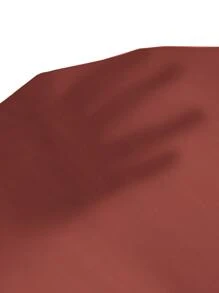 BizChic 女士纯色立领褶裥装饰宽松灯笼袖长袖衬衫，基础都市通勤风格，简约时尚优雅商务休闲风，适合教师和办公室穿着 - 鏽棕色 - 查看 5