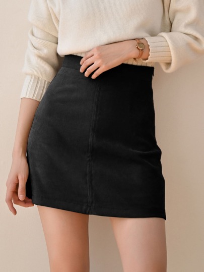 DAZY High Waist Zip Back Skirt Fall,Winter