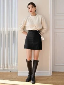 DAZY High Waist Zip Back Skirt Fall,Winter