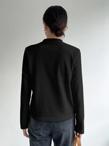 DAZY Camiseta con estampado de letra de cuello alto - Negro - Ver 2