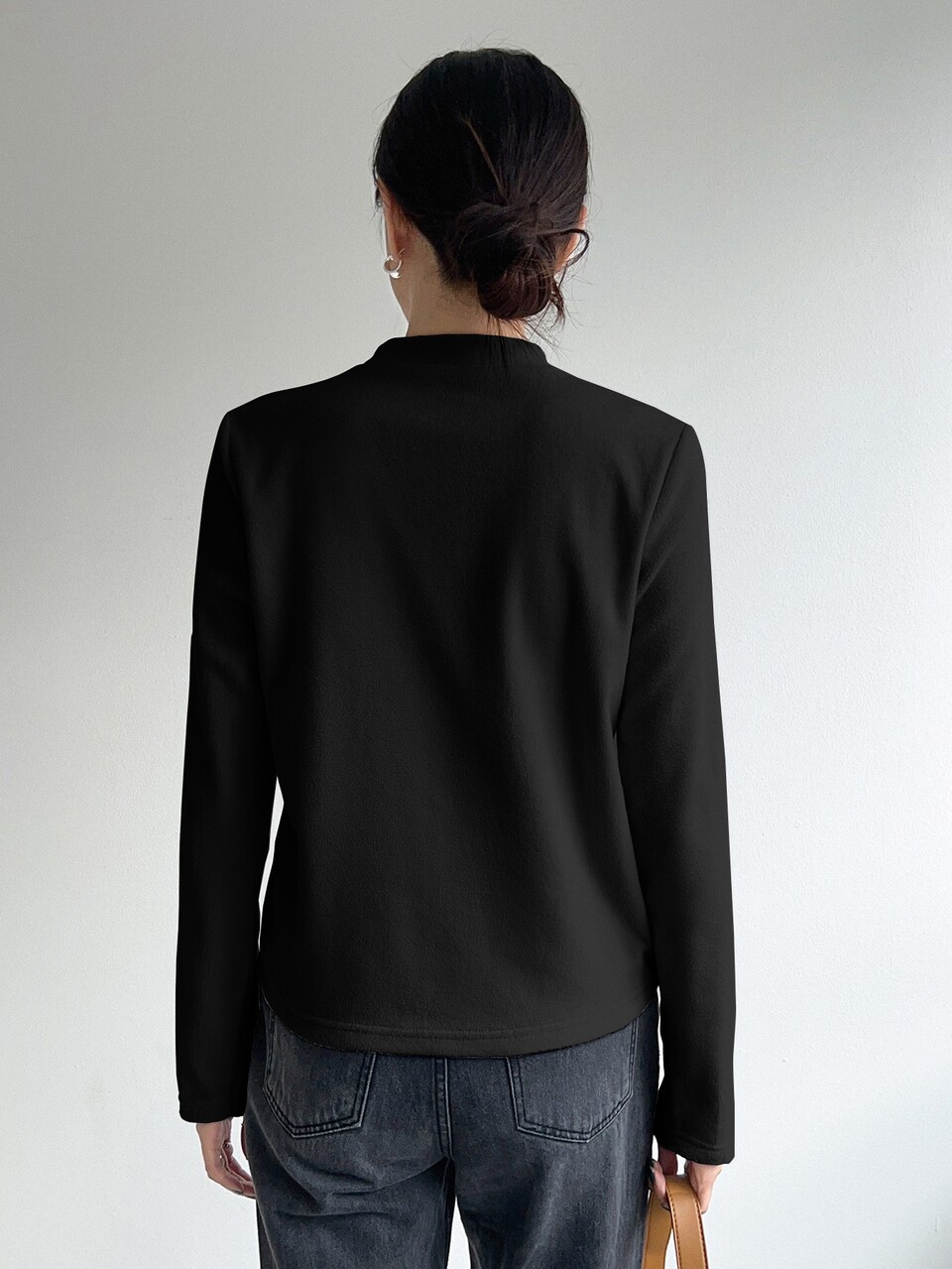 Letter Graphic Mock Neck Tee